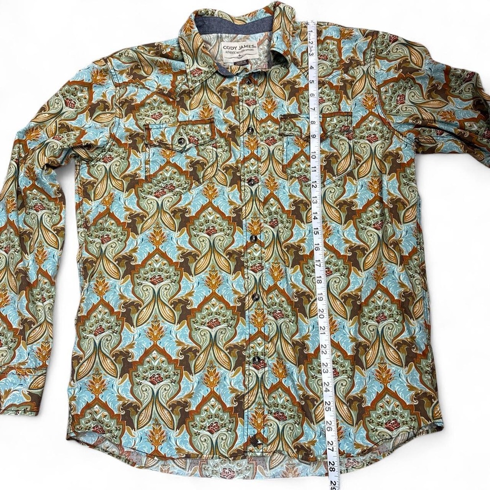 Cody James Blue Paisley Floral Pearl Snap Western Shirt Mens Size M - Picture 5 of 5